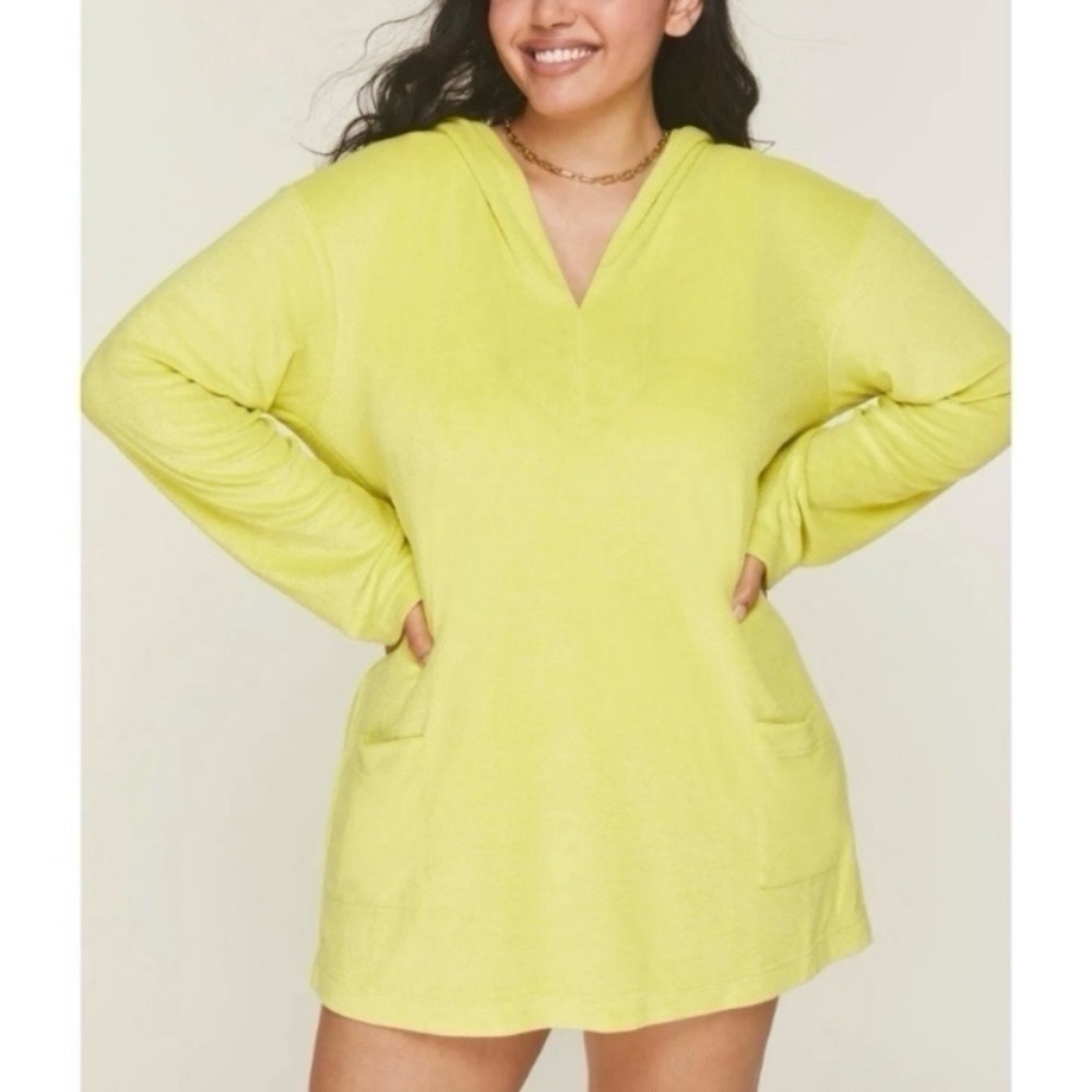 $98 Andie Honeysuckle Terrycloth Hoodie Dress Tunic Coverup NWT, M